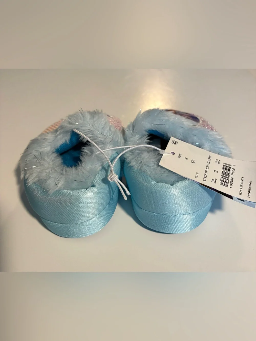Toddler Girls Sz S 5/6 Disney Frozen Slipper-sequin Faux Fur Trim-Slip On NWT